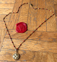 Load image into Gallery viewer, Collier upcyclé fleur rouge Louis Vuitton