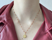 Load image into Gallery viewer, Collier upcyclé fleur rouge Louis Vuitton